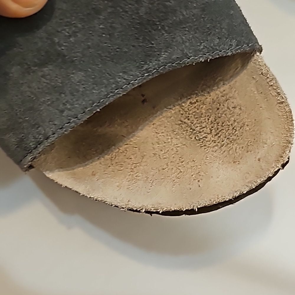Birkenstock Papillio Eve Cork Wedge Heel Sandal Grey Suede Leather Sz 7 - Picture 7 of 8